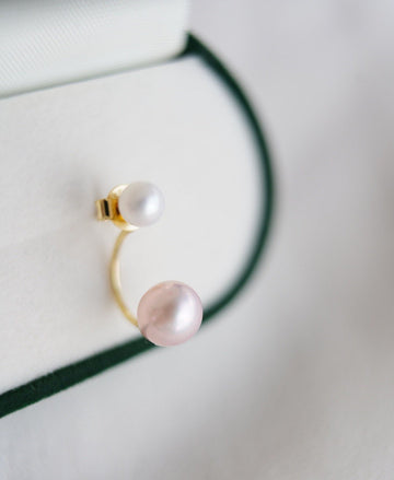 Handmade Contrast Natural Real Fresh Water Pearl EARRING 18K Gold FindingYoYo real pearl 