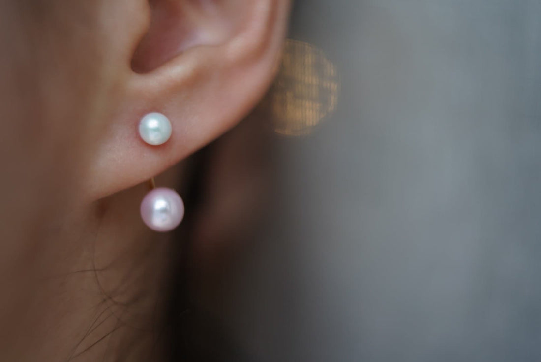 Handmade Contrast Natural Real Fresh Water Pearl EARRING 18K Gold FindingYoYo real pearl 