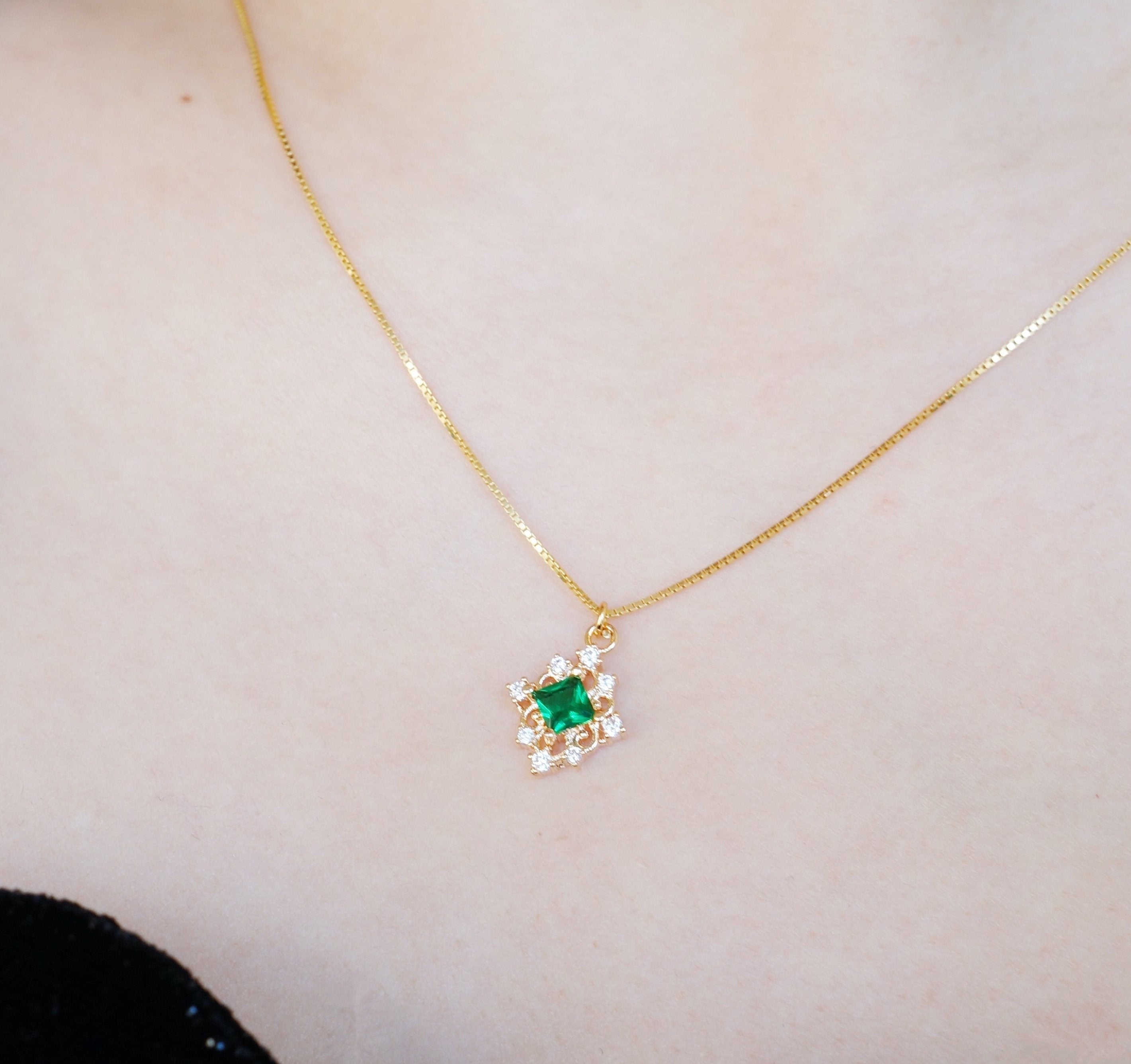 Silver Gold Rhinestone Polaris Necklace
