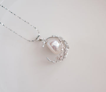 Moon and Stars Necklace Silver