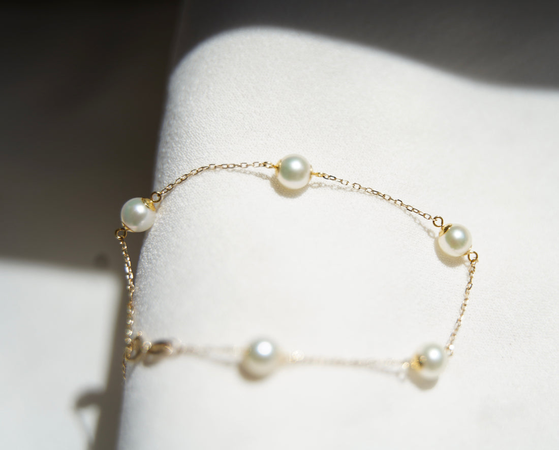 Akoya pearl earrings and bracelet collection